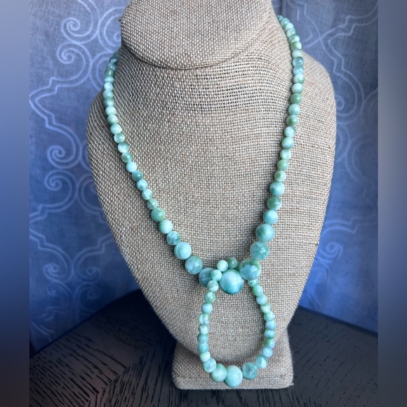 Green Larimar necklace set 19’-6.5’